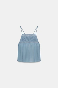 EMBROIDERED STRAPPY TOP
