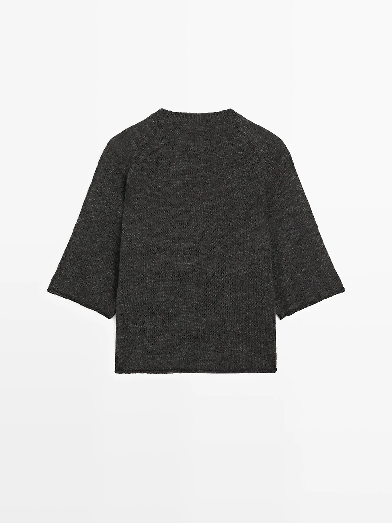 Knit alpaca and wool blend raglan sleeve sweater