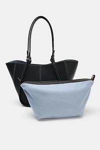 MINI SHOPPER WITH TOPSTITCHING