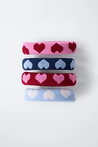 FOUR-PACK OF HEART SCRUNCHIES