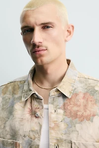 WASHED FLORAL PRINT RELAXED FIT SHIRT