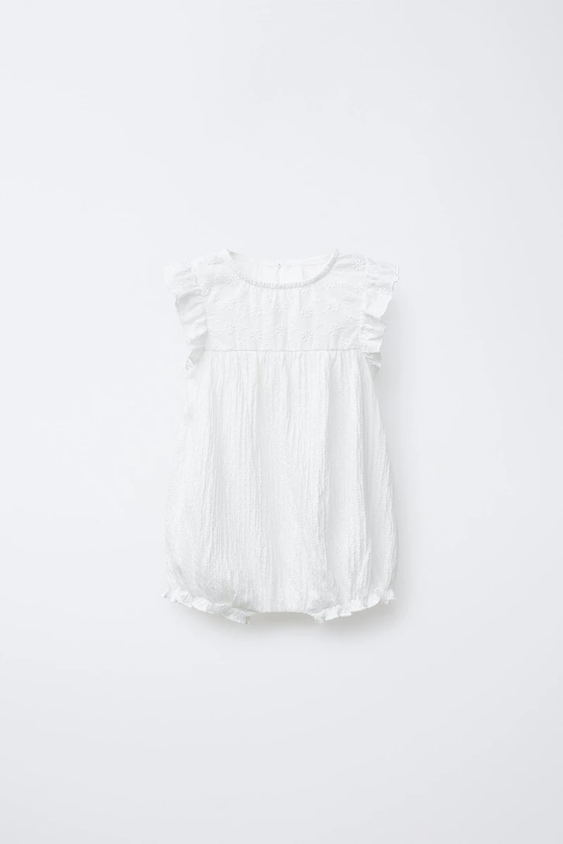 SWISS EMBROIDERED TEXTURED ROMPER