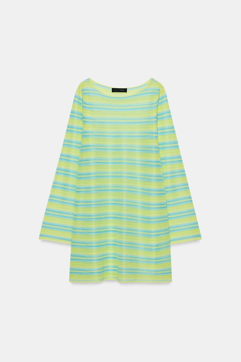 STRIPED KNIT MINI DRESS