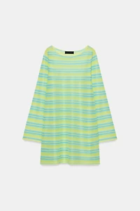 STRIPED KNIT MINI DRESS