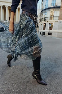 METALLIC BUCKLE HEEL BOOTS