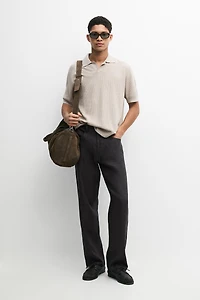 Cotton blend knit polo shirt