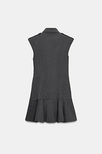 SHORT DRESS WITH SHOULDER PADS AND RUFFLES