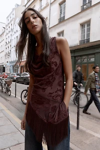 ASYMMETRIC FRINGED BURN-OUT TOP