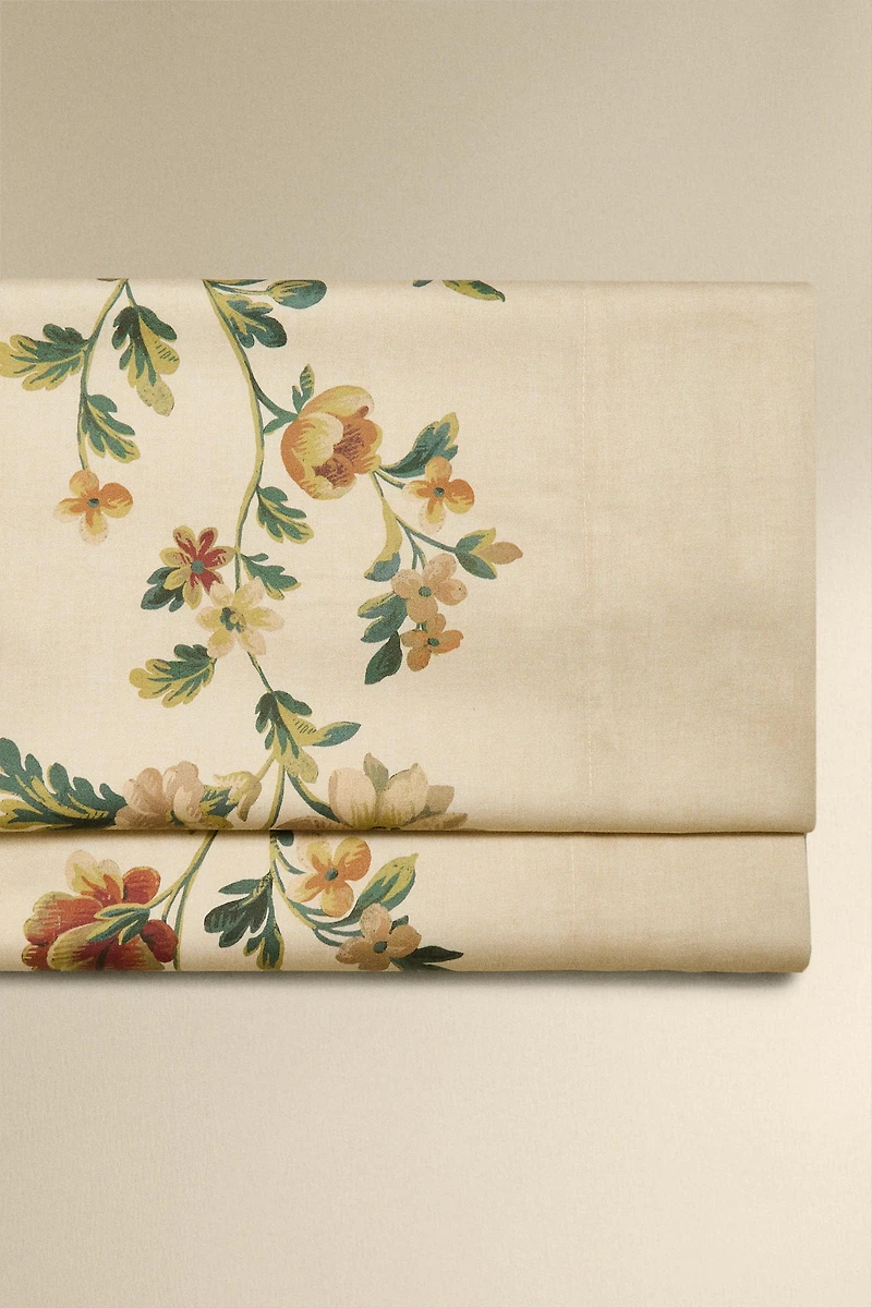 DRAP DE DESSUS SATIN IMPRIMÉ FLEURS