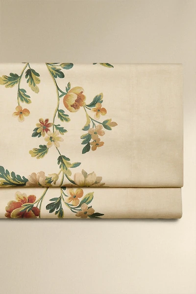 DRAP DE DESSUS SATIN IMPRIMÉ FLEURS