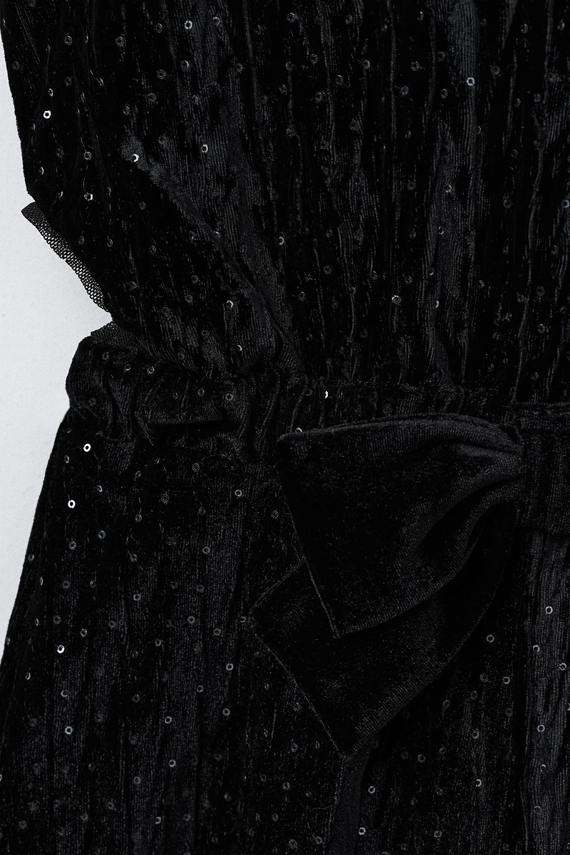 LONG SHIMMER VELVET JUMPSUIT