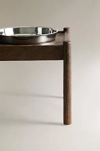 TALL WOODEN PET FOOD BOWL