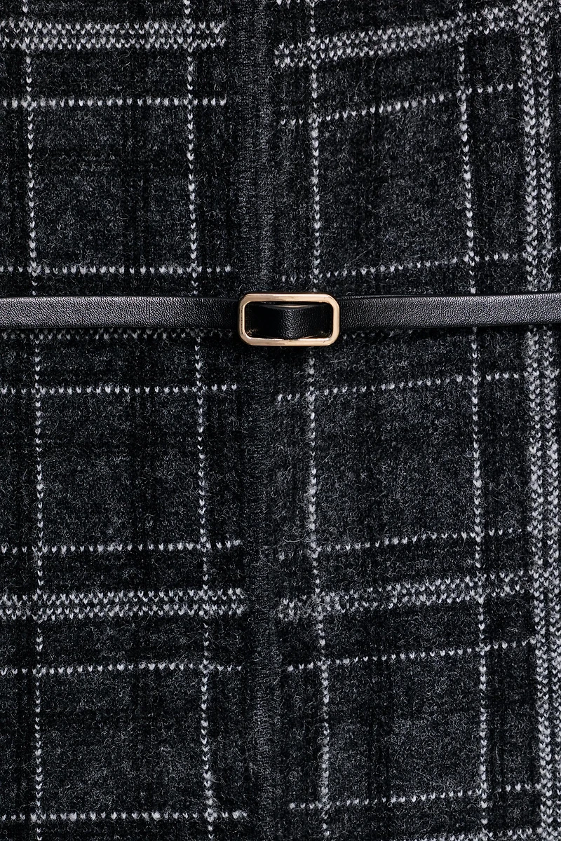 PLAID CARDIGAN WITH BELT