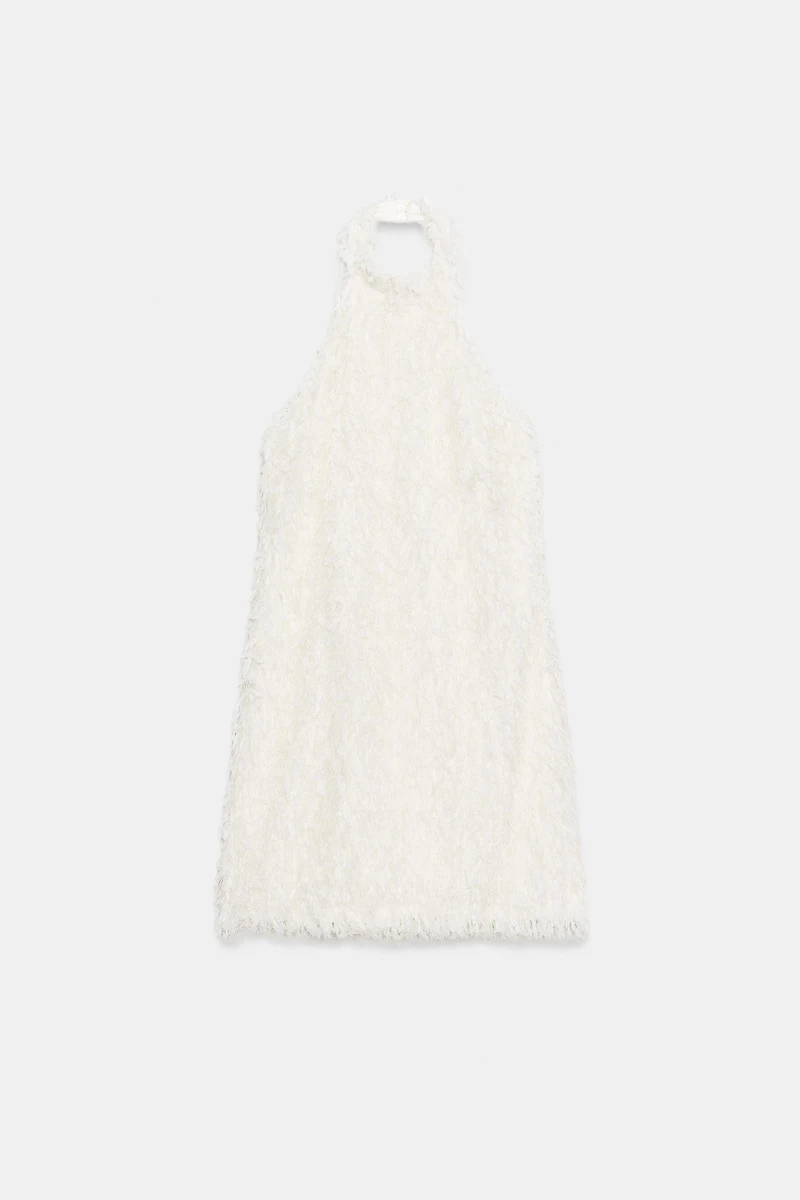 FRINGED KNIT MINI DRESS
