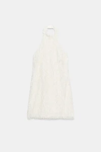 FRINGED KNIT MINI DRESS