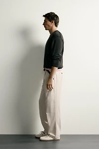 PLEATED STRAIGHT FIT CHINO PANTS