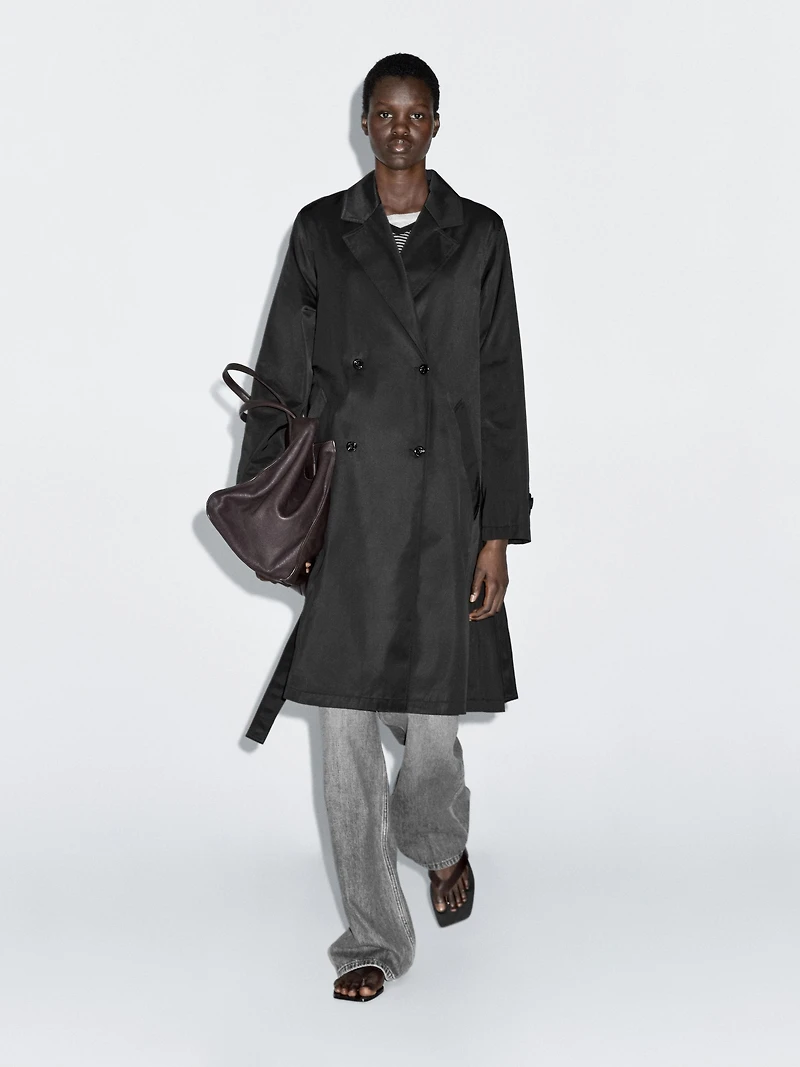 Long trench coat with inner waistcoat