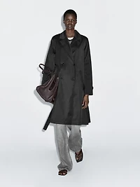 Long trench coat with inner waistcoat