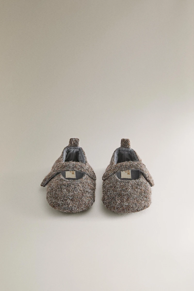 WOOL EFFECT BALLERINA SLIPPERS