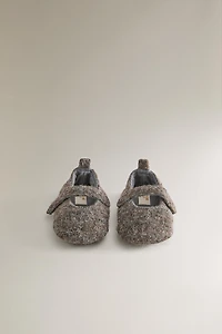 WOOL EFFECT BALLERINA SLIPPERS