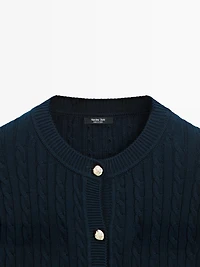 Cable-knit cardigan with gold buttons