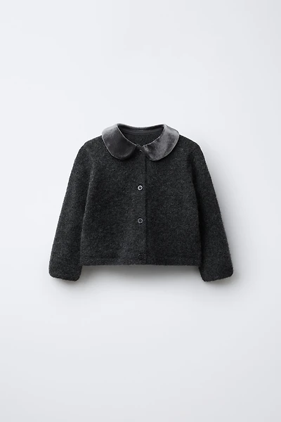 VELVET PETER PAN COLLAR CARDIGAN