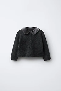 VELVET PETER PAN COLLAR CARDIGAN