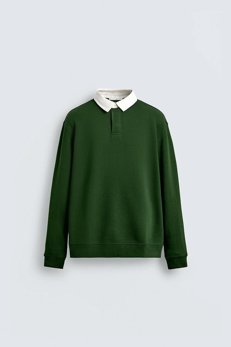 CONTRAST COLLAR POLO SWEATSHIRT