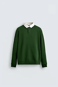 CONTRAST COLLAR POLO SWEATSHIRT