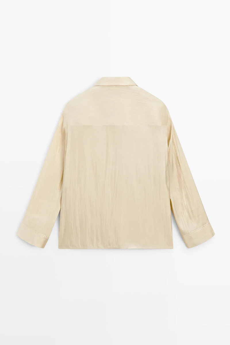 Flowing satin shirt with tie detail