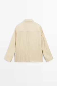 Flowing satin shirt with tie detail