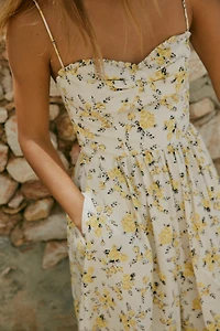 ROBE MIDI EN POPELINE IMPRIMÉE FLEURS