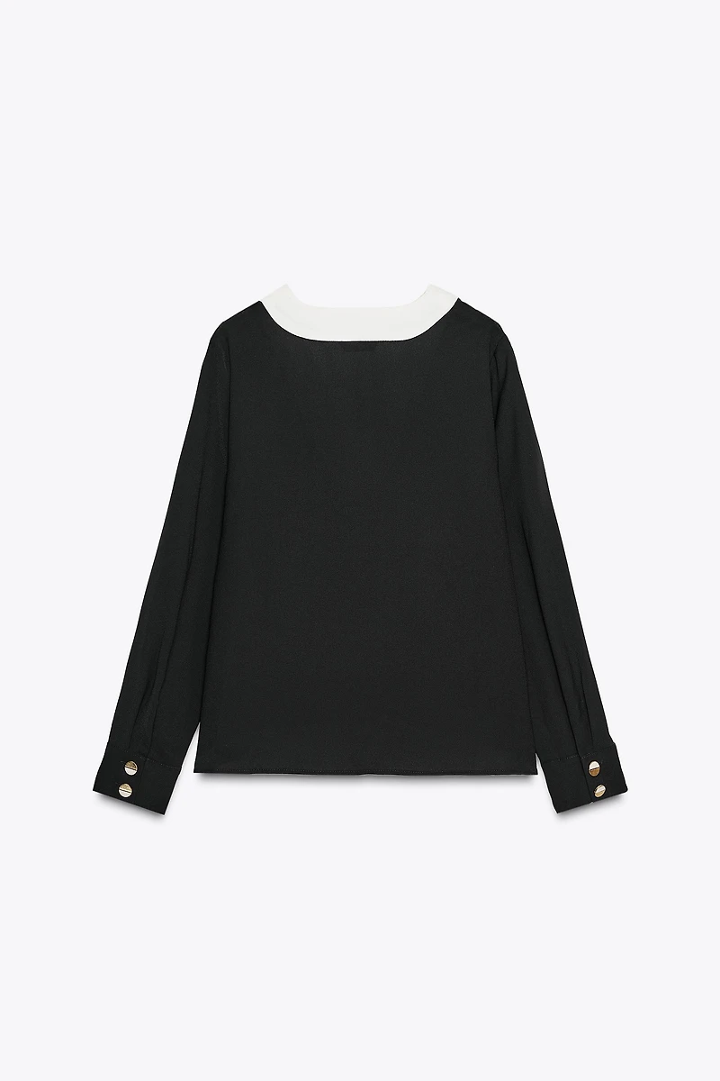CONTRAST CREPE TOP