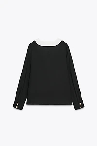 CONTRAST CREPE TOP