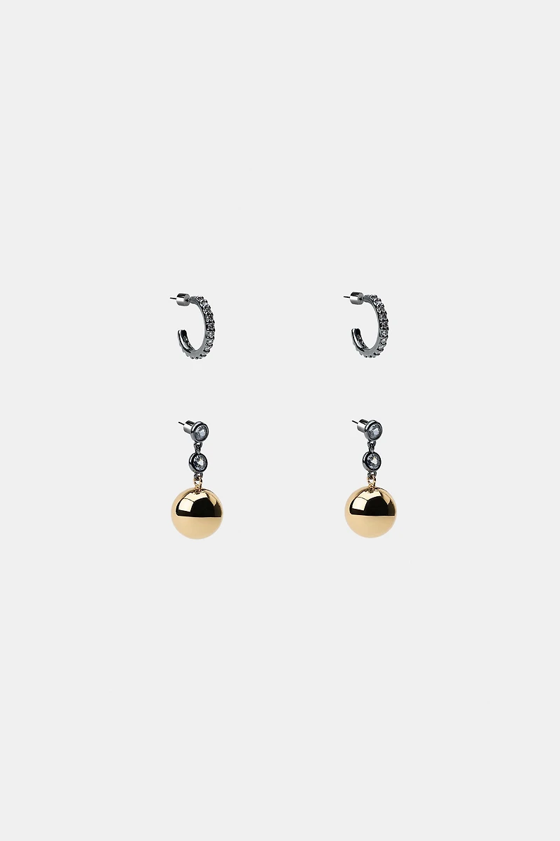 PACK OF COMBINED SHINY BALL EARRINGS