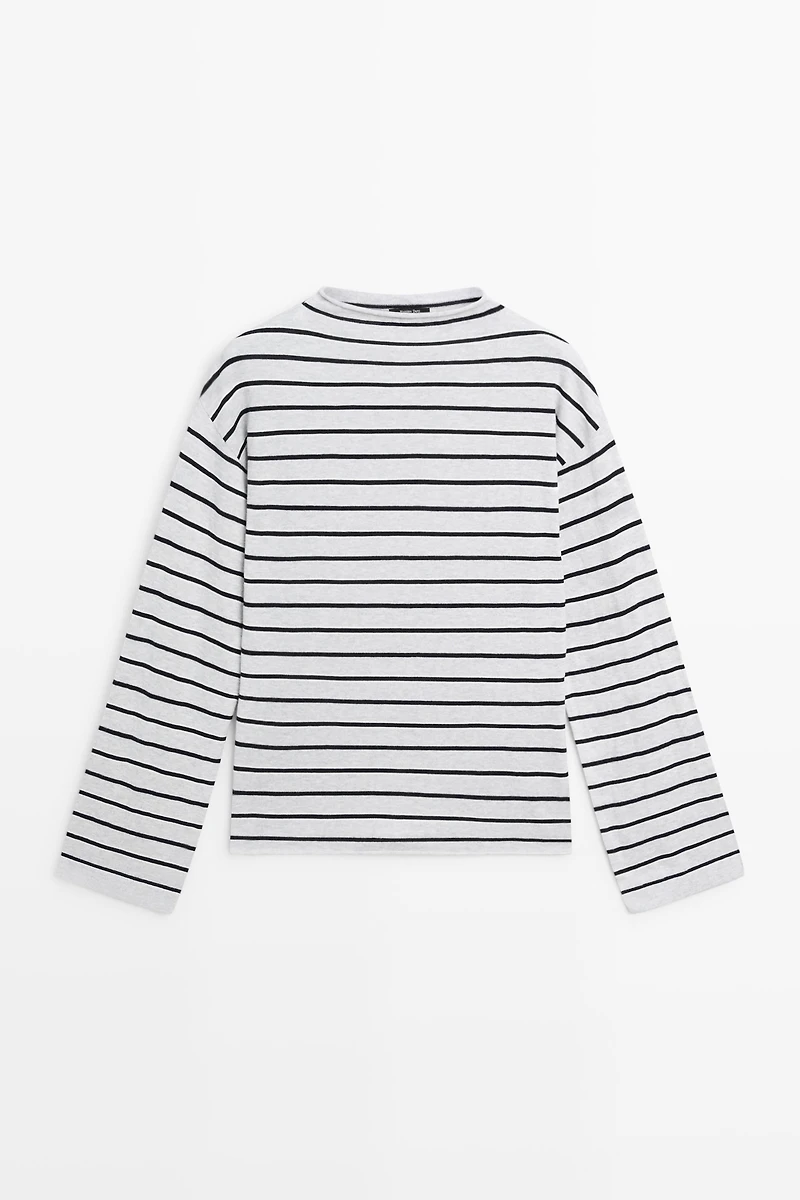 100% cotton striped knit sweater