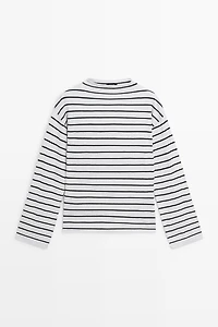100% cotton striped knit sweater