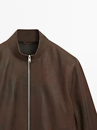 Napped suede leather jacket