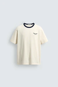 REGULAR-FIT CONTRAST EMBROIDERED T-SHIRT