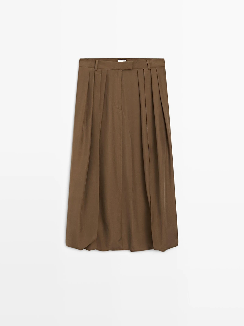 100% silk midi skirt with gathered details - STUDIO