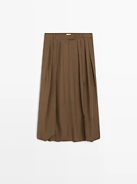 100% silk midi skirt with gathered details - STUDIO