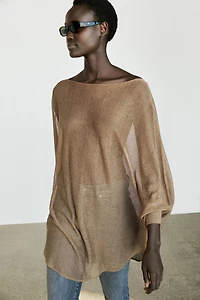 Linen blend flowing cape-style sweater