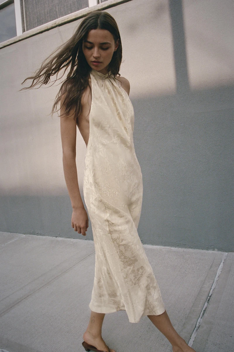 ROBE MIDI EN JACQUARD À FLEURS