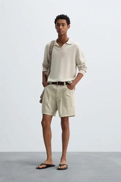WASHED COTTON BERMUDA SHORTS