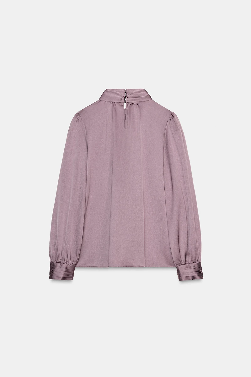 TIED SATIN EFFECT SHIRT