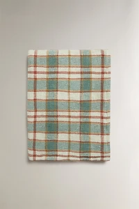 PLAID WAFFLE COTTON BLANKET