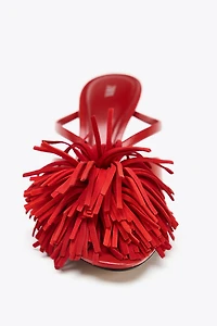 FRINGED HEELED SANDALS