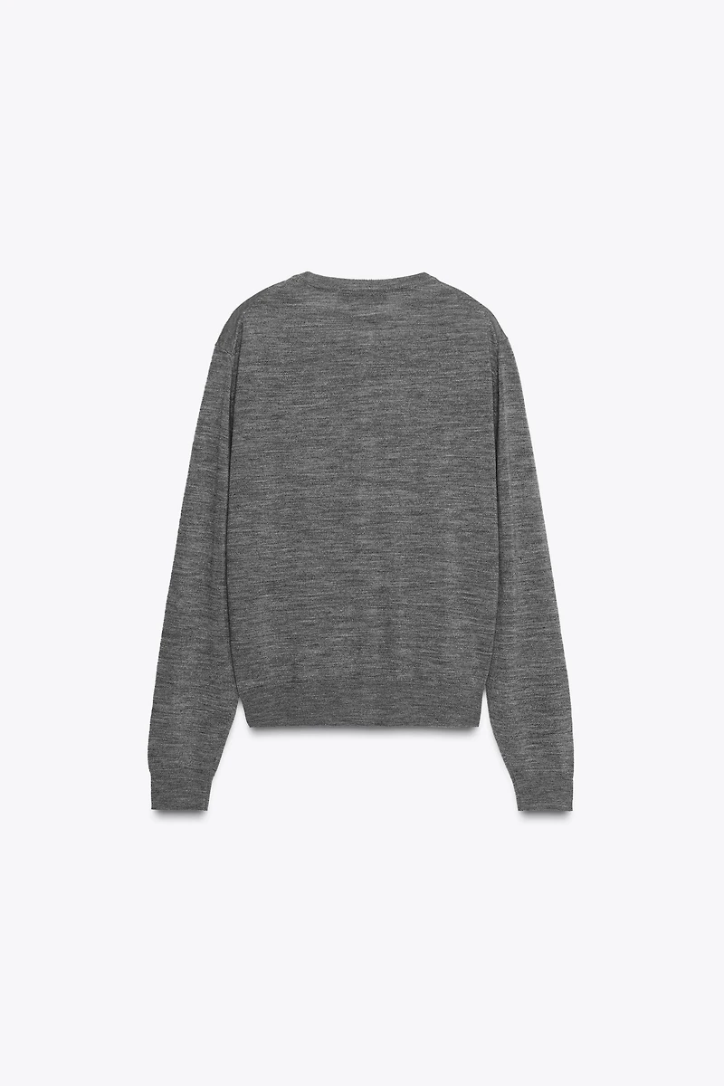 100% WOOL PLAIN KNIT JACKET