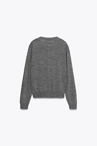 100% WOOL PLAIN KNIT JACKET