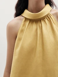 Robe longue à encolure américaine 100 % lin